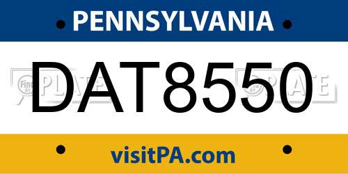 DAT8550 Pennsylvania License Plate