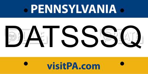 DATSSSQ Pennsylvania License Plate