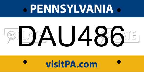DAU486 Pennsylvania License Plate