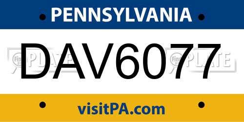DAV6077 Pennsylvania License Plate