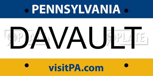 DAVAULT Pennsylvania License Plate