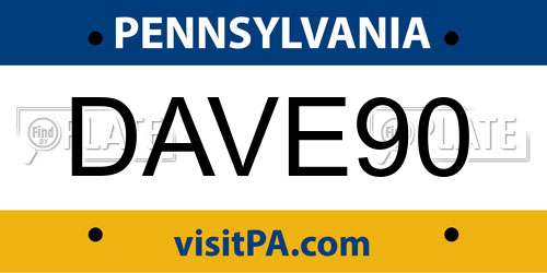 DAVE90 Pennsylvania License Plate