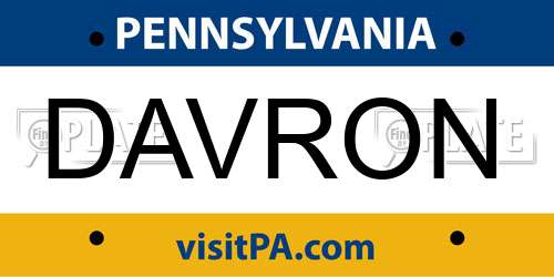 DAVRON Pennsylvania License Plate