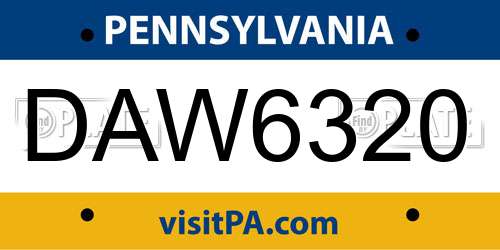 DAW6320 Pennsylvania License Plate