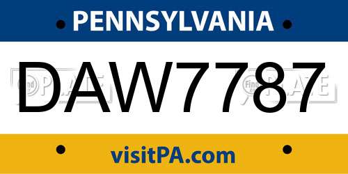 DAW7787 Pennsylvania License Plate