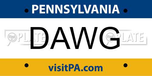 DAWG Pennsylvania License Plate