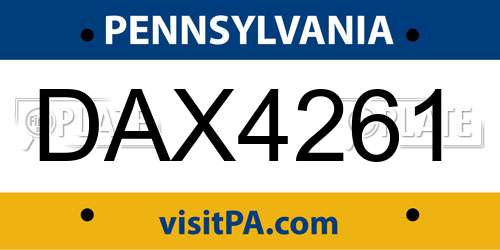 DAX4261 Pennsylvania License Plate
