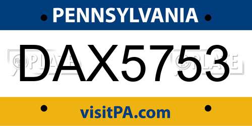 DAX5753 Pennsylvania License Plate