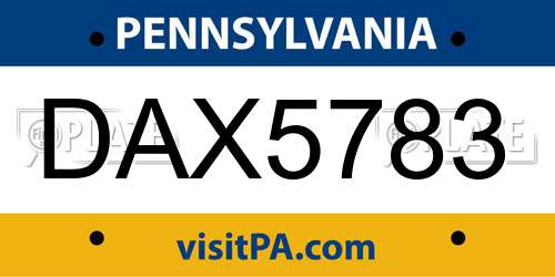 DAX5783 Pennsylvania License Plate
