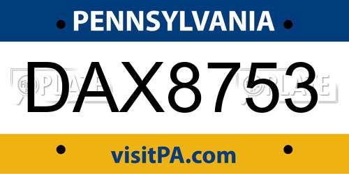 DAX8753 Pennsylvania License Plate
