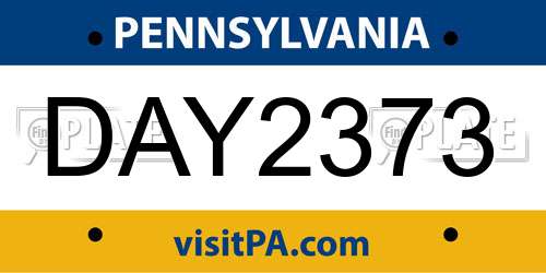 DAY2373 Pennsylvania License Plate