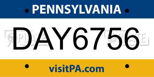 DAY6756 Pennsylvania License Plate