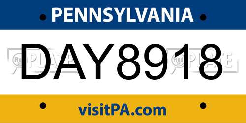 DAY8918 Pennsylvania License Plate