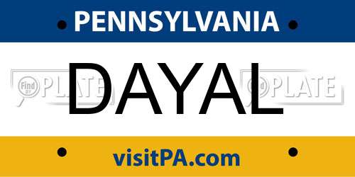 DAYAL Pennsylvania License Plate