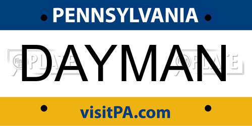 DAYMAN Pennsylvania License Plate