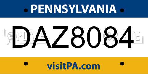 DAZ8084 Pennsylvania License Plate