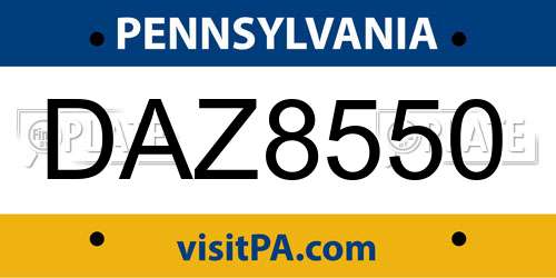 DAZ8550 Pennsylvania License Plate