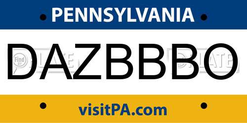 DAZBBBO Pennsylvania License Plate