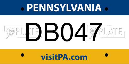 DB047 Pennsylvania License Plate