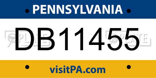 DB11455 Pennsylvania License Plate