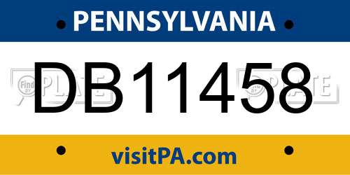 DB11458 Pennsylvania License Plate