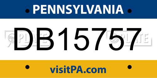 DB15757 Pennsylvania License Plate