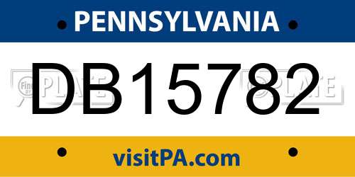 DB15782 Pennsylvania License Plate