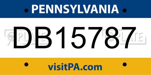 DB15787 Pennsylvania License Plate