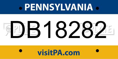DB18282 Pennsylvania License Plate