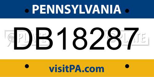 DB18287 Pennsylvania License Plate