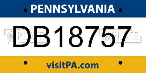 DB18757 Pennsylvania License Plate