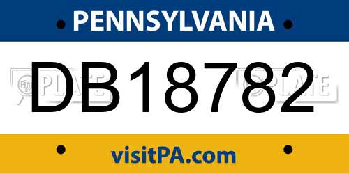 DB18782 Pennsylvania License Plate
