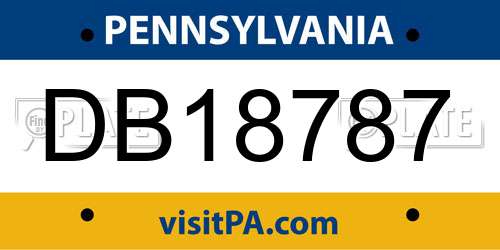 DB18787 Pennsylvania License Plate