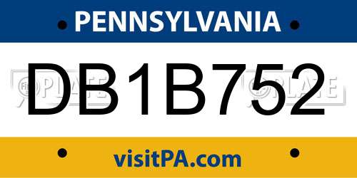 DB1B752 Pennsylvania License Plate