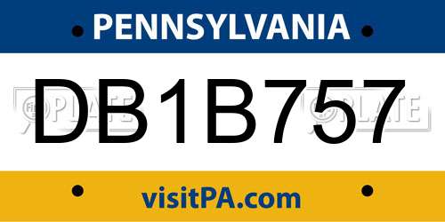 DB1B757 Pennsylvania License Plate