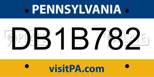DB1B782 Pennsylvania License Plate
