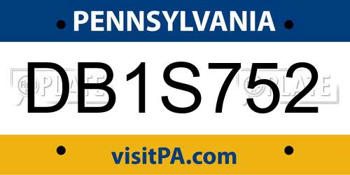 DB1S752 Pennsylvania License Plate
