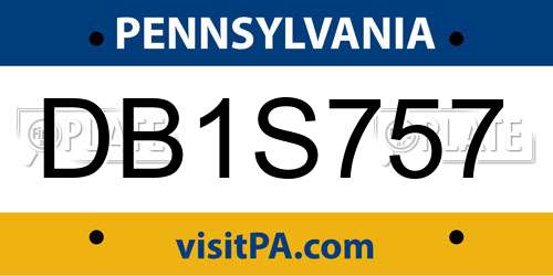 DB1S757 Pennsylvania License Plate