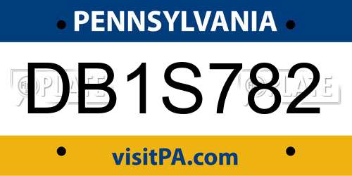 DB1S782 Pennsylvania License Plate
