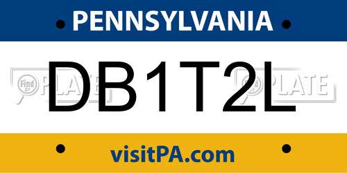 DB1T2L Pennsylvania License Plate