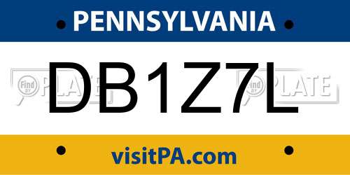 DB1Z7L Pennsylvania License Plate
