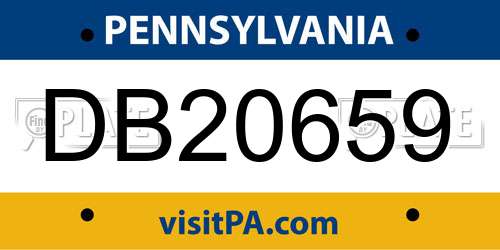 DB20659 Pennsylvania License Plate