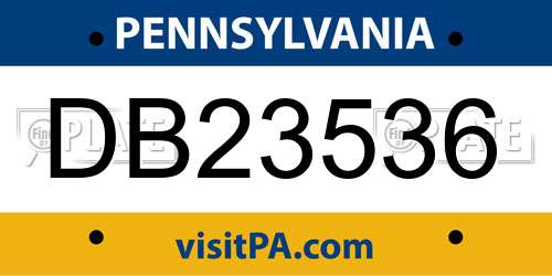 DB23536 Pennsylvania License Plate