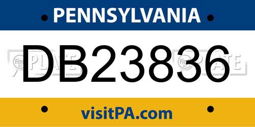 DB23836 Pennsylvania License Plate