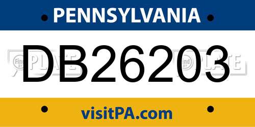 DB26203 Pennsylvania License Plate