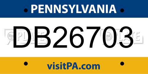 DB26703 Pennsylvania License Plate