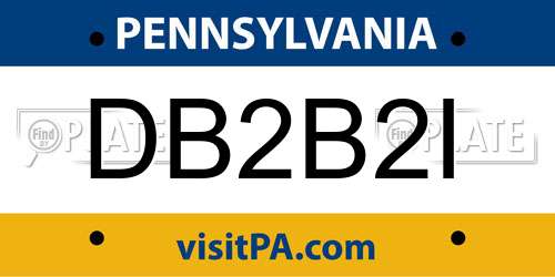DB2B2I Pennsylvania License Plate