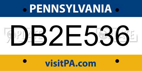 DB2E536 Pennsylvania License Plate