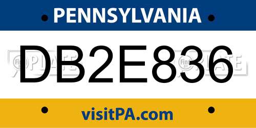 DB2E836 Pennsylvania License Plate