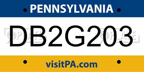 DB2G203 Pennsylvania License Plate